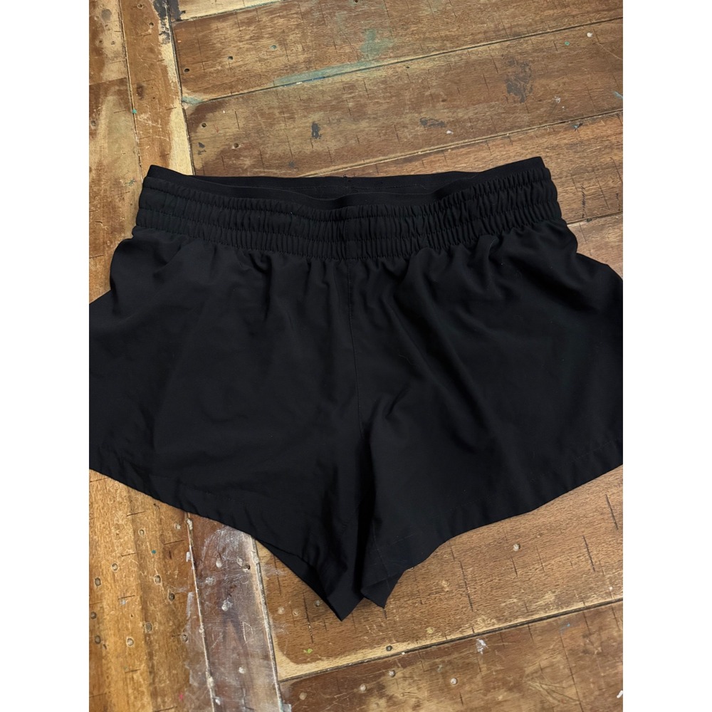 Fabletics Womens Black Smocked Waist Running Shorts Zipper Back Pocket